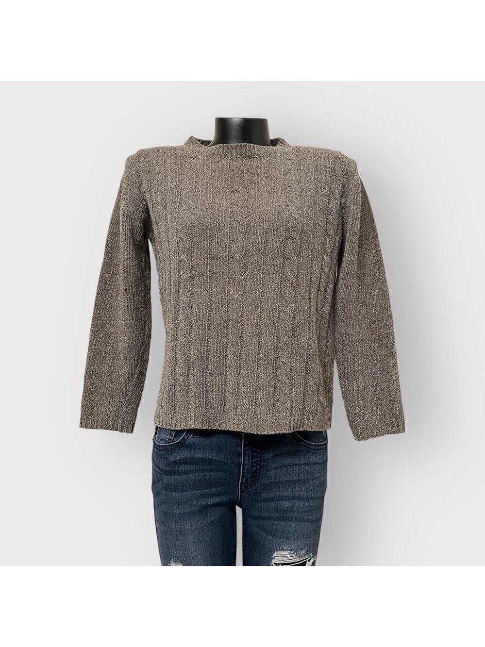 Rangoli VINTAGE Womens Chenille Oversized Sweater sz S Chunky Cable Knit Soft